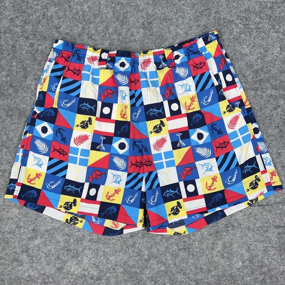 Columbia Swim Shorts Mens Large Fish Print PFG Backcast II Performance Trunks‎